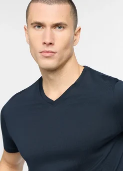 T-shirt scollo a V in jersey di cotone uomo
