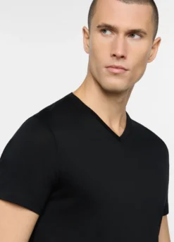 T-shirt scollo a V in jersey di cotone uomo