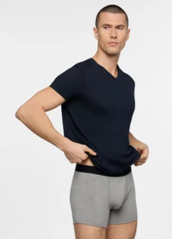 T-shirt scollo a V in jersey di puro cotone uomo
