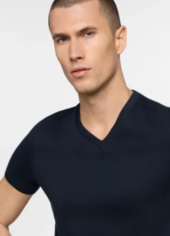 T-shirt scollo a V in jersey di puro cotone uomo