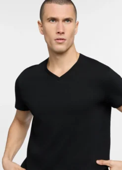 T-shirt scollo a V in jersey di puro cotone uomo