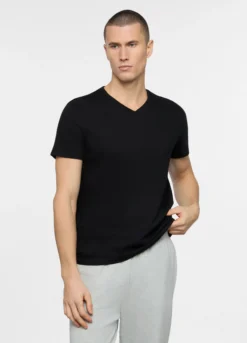 T-shirt scollo a V in jersey di puro cotone uomo