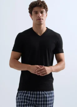 T-shirt scollo a V in jersey uomo
