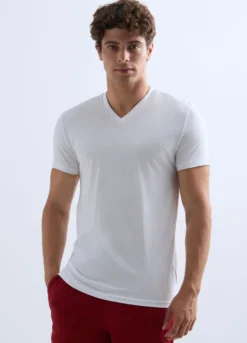 T-shirt scollo a V in jersey uomo
