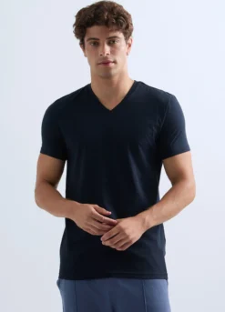 T-shirt scollo a V in jersey uomo