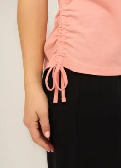 T-shirt smanicata in cotone stretch donna