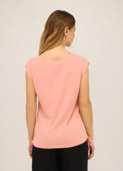 T-shirt smanicata in cotone stretch donna