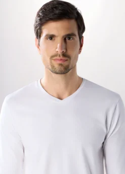 T-shirt sportiva collo a V maniche lunghe uomo