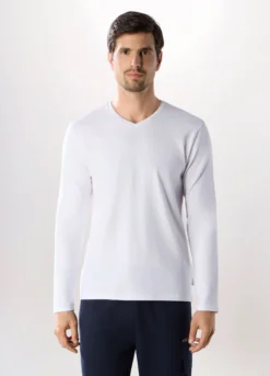 T-shirt sportiva collo a V maniche lunghe uomo