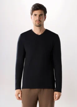 T-shirt sportiva collo a V maniche lunghe uomo