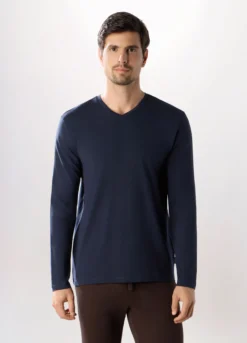T-shirt sportiva collo a V maniche lunghe uomo