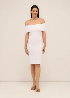 Tubino corto in costina di cotone stretch donna