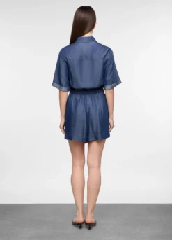 Tuta intera in denim di puro lyocell donna