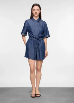 Tuta intera in denim di puro lyocell donna
