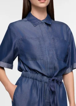 Tuta intera in denim di puro lyocell donna
