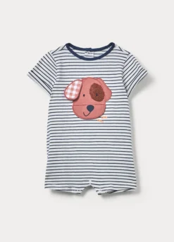 Tutina corta in jersey di cotone stretch neonato