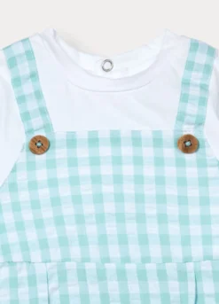 Tutina corta in puro cotone seersucker neonato
