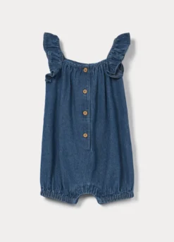 Tutina in chambray di puro cotone neonata