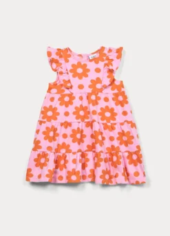 Vestito a balze in jersey di cotone bimba