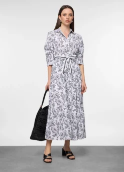 Vestito chemisier con colletto classico in puro cotone donna
