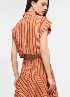 Vestito corto con scollo a V in puro cotone popeline donna