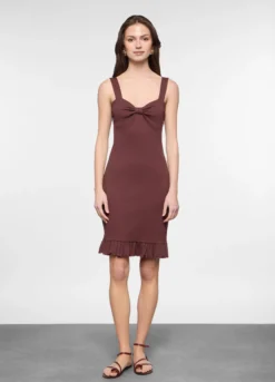 Vestito corto in costina di cotone stretch donna