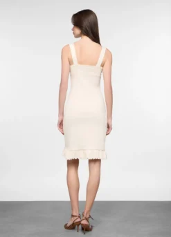 Vestito corto in costina di cotone stretch donna