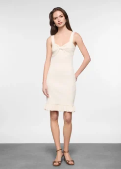 Vestito corto in costina di cotone stretch donna
