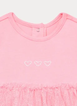 Vestito in jersey di cotone stretch con tulle neonata
