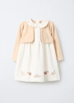 Vestito in misto cotone velour neonata