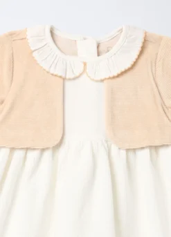 Vestito in misto cotone velour neonata