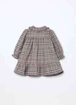 Vestito in tartan a maniche lunghe neonata