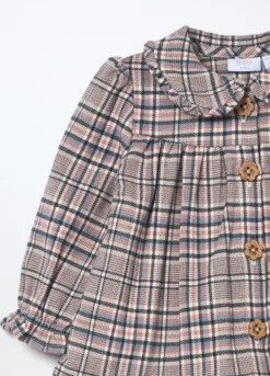 Vestito in tartan a maniche lunghe neonata