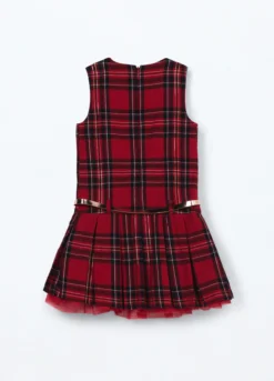 Vestito in twill a quadri bambina