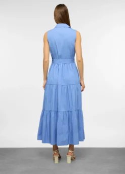 Vestito lungo a balze in popeline di puro cotone donna