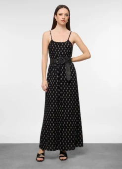 Vestito lungo fitted in misto lino donna