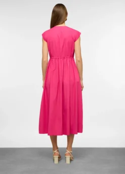 Vestito lungo smanicato fit regular co scollo a V in misto cotone donna