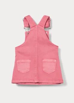 Vestito salopette in denim di cotone stretch neonata