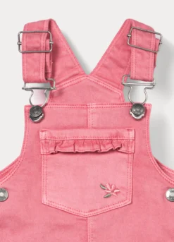 Vestito salopette in denim di cotone stretch neonata