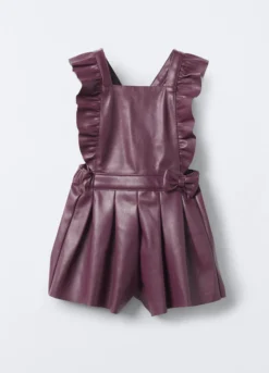 Vestito salopette in eco pelle bimba