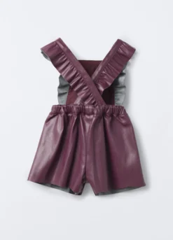 Vestito salopette in eco pelle bimba