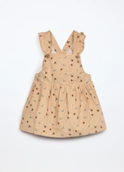 Vestito salopette in velluto a coste di puro cotone neonata