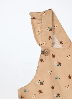 Vestito salopette in velluto a coste di puro cotone neonata